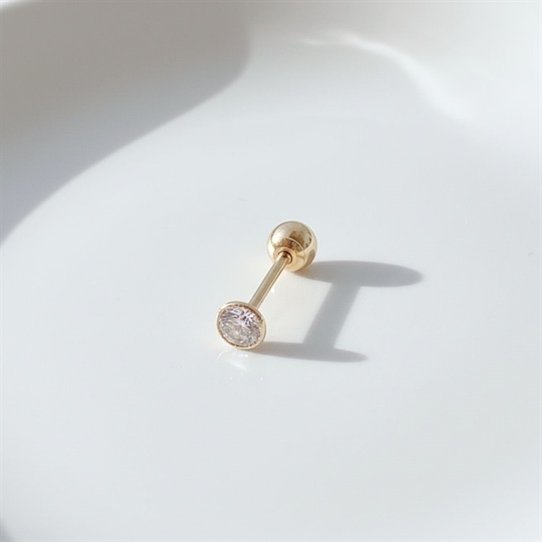 14K (58.5%) Solid Gold 2.5mm Bezel Piercing