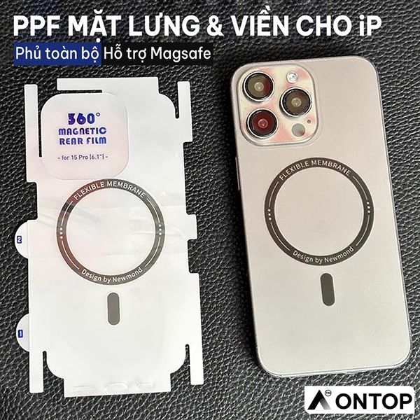 Miếng Dán PPF MagSafe iPhone 16 Pro Max/16 Plus/15/14 [Nhám Mờ] - Full Lưng Viền, Tăng Lực Hút Nam Châm, Siêu Mỏng