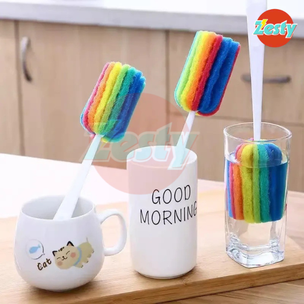 Combo 5 Cọ Rửa Ly Bình Cầu Vồng Tiện Lợi – Cán Dài, Đầu Tròn Mềm, Rửa Sạch Không Gây Trầy