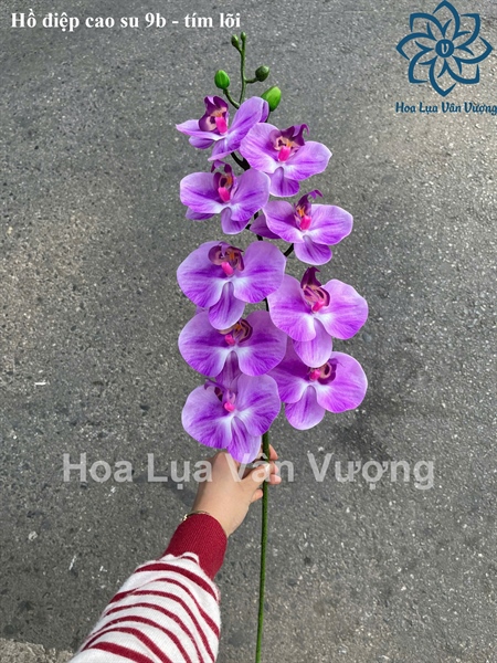 Hồ điệp cao su 9b - Tím lõi - Hồ điệp, lan - Hoa Lụa Vân Vượng