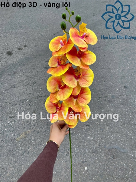Hồ điệp 3D - Vàng lõi - Hồ điệp, lan - Hoa Lụa Vân Vượng