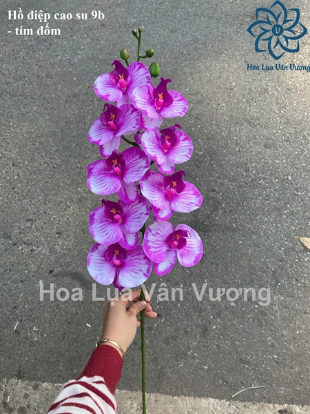 Hồ điệp cao su 9b - tím đốm - Hồ điệp, lan - Hoa Lụa Vân Vượng