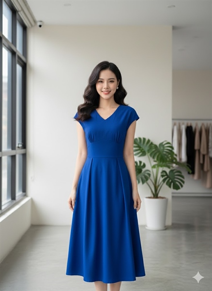 VÁY SUÔNG SÁT NÁCH XANH BIỂN