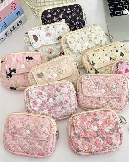 Ví chần bông 2 ngăn có cúc bấm style Hàn Quốc