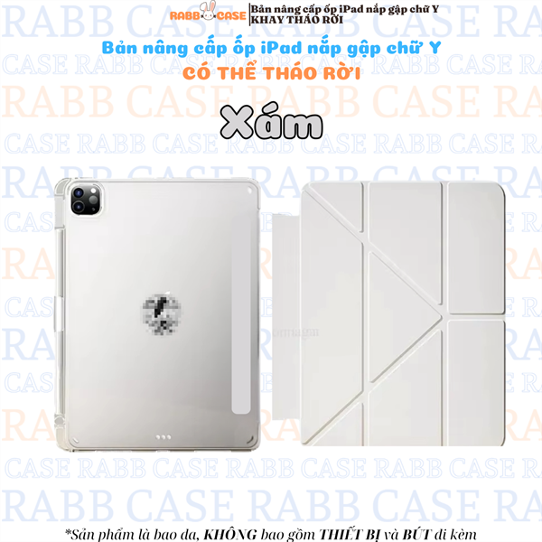Ốp iPad với mặt lưng Acrylic trong suốt,chống ố, nắp gập chữ Y KHAY THÁO RỜI- Pro 13'' M4/M5