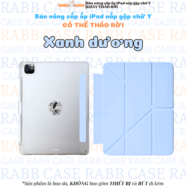 Ốp iPad với mặt lưng Acrylic trong suốt,chống ố, nắp gập chữ Y KHAY THÁO RỜI- Mini 6/7