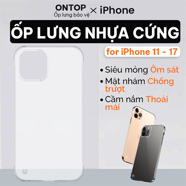 Ốp Lưng iPhone 16 Pro Max/15/14/13/12 [Siêu Mỏng 0.3mm] - Nhựa Cứng PC Trong Suốt, Không Ố Vàng, Dùng Như Máy Trần