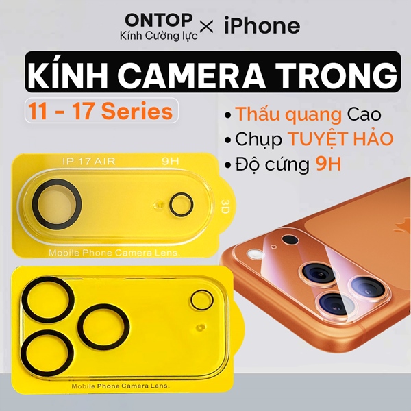 Kính Cường Lực Camera iPhone 17 Pro Max/17 Air/16/15/14/13/12 [Trong Suốt] - Dán Full Cụm Bảo Vệ Lens, Chụp Ảnh Nét