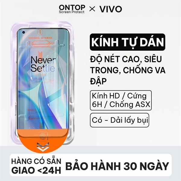 Kính Cường Lực Vivo iQOO Neo 9/X100/V29/Y36 [Kèm Khung Tự Dán] - Full Màn Hình, Trong Suốt HD, Chống Xước, Dễ Dán