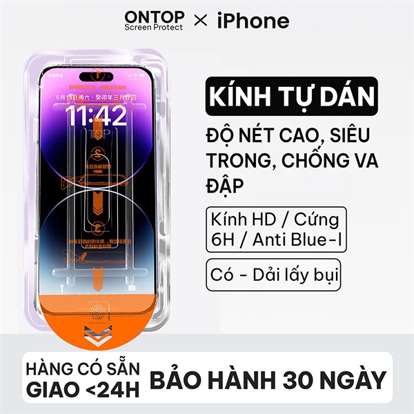 Kính Cường Lực iPhone X-17 Series [Khuôn Tự Dán] - Kính Nano 6H Chống Vỡ Cạnh, Chống Nhìn Trộm/Trong Suốt
