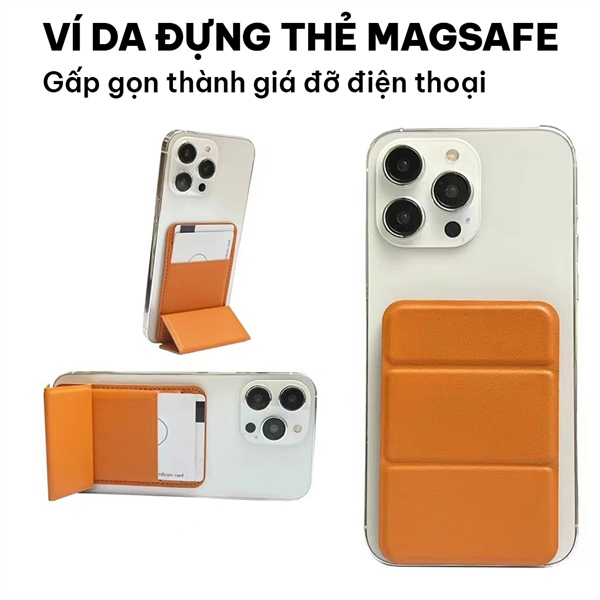 Ví Da MagSafe 2 in 1 Đựng Thẻ & Giá Đỡ iPhone 17/16/15/14 Pro Max [Hít Siêu Chặt] - Da PU Cao Cấp, Gấp Gọn