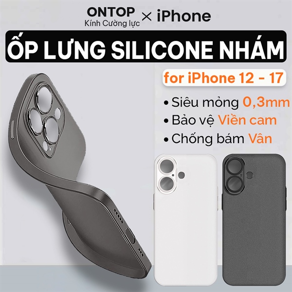 Ốp Lưng Silicone iPhone 17 Air/Pro Max/16/15/14/13 [Nhám Mịn] - Siêu Mỏng, Chống Bám Bẩn, Lót Nhung Bảo Vệ