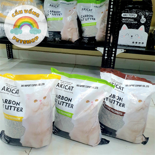 [Hỏa Tốc] Cát vệ sinh chứa than hoạt tính Akicat 8L vón cục khử mùi tốt cho mèo