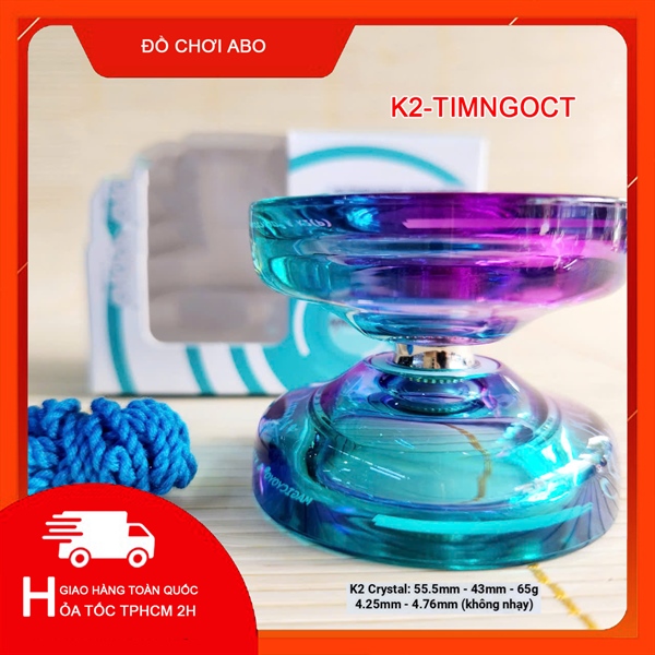 K2-TIMNGOCT YOYO MAGIC CRYSTAL 1A NHỰA KHÔNG NHẠY DÂY TÍM NGỌC TRONG Tran green and purple fade