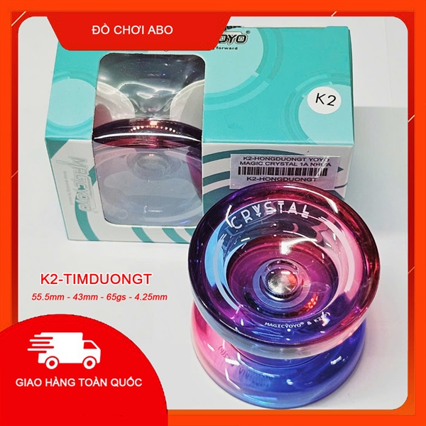K2-TIMDUONGT YOYO MAGIC CRYSTAL 1A NHỰA KHÔNG NHẠY DÂY MÀU TÍM DƯƠNG TRONG Tran Blue and purple fade