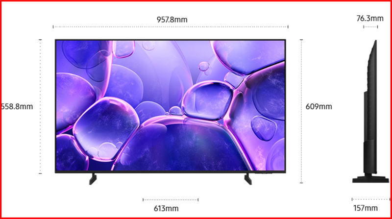 Smart Tivi Crystal UHD Samsung 4K 43 inch UA43U8550F 2025 - Việt Nam - Đầy đủ cổng kết nối hiện đại