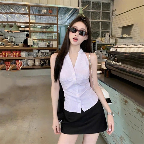 SET ÁO SƠ MI SỌC KẺ VÁY A