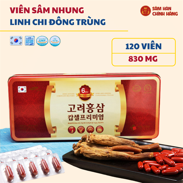Viên đạm Sâm nhung linh Chi Đông trùng 120 viên Daedong