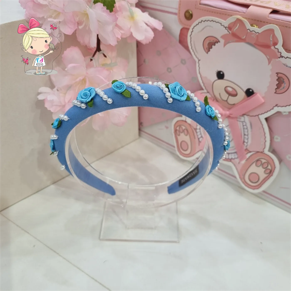 Bờm tóc xốp đính hoa và hạt chéo