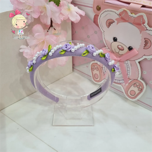 Bờm tóc xốp đính hoa và hạt chéo