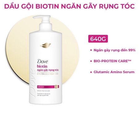 Dầu gội Dove biotin ngăn gãy rụng 640g #hồng VN