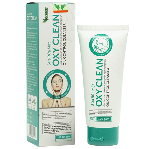 Sữa rửa mặt Oxy Clean 100g Vshine Làm sạch bã nhờn, ngừa mụn