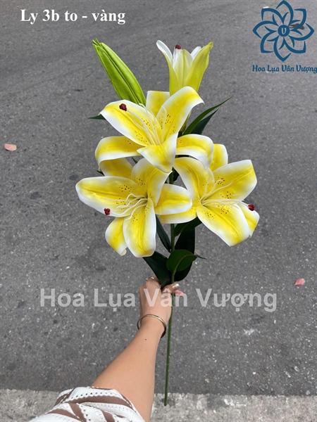 Ly 3b to - vàng - Hoa cành dài - Hoa Lụa Vân Vượng