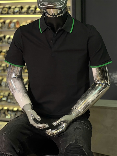 Thun Polo - Den trơn viền bo xanh lá