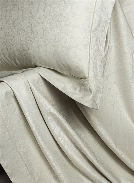 Bộ ga | Vải dệt jacquard sợi 100s - Dệt hoa - NY06.KEM - Màu Kem