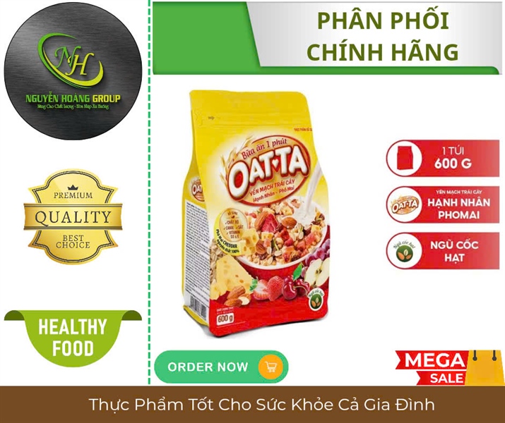 OATTA Bánh Ăn Sáng Yến Mạch Hạnh Nhân Phô Mai 600g