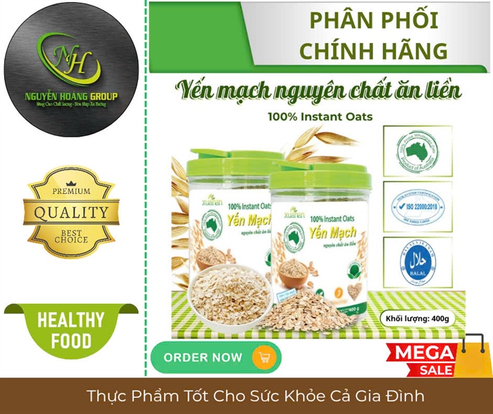 Yến Mạch Nguyên Chát Cán Mỏng ( 100% Rolled Oats) Xuân An Hũ 400g