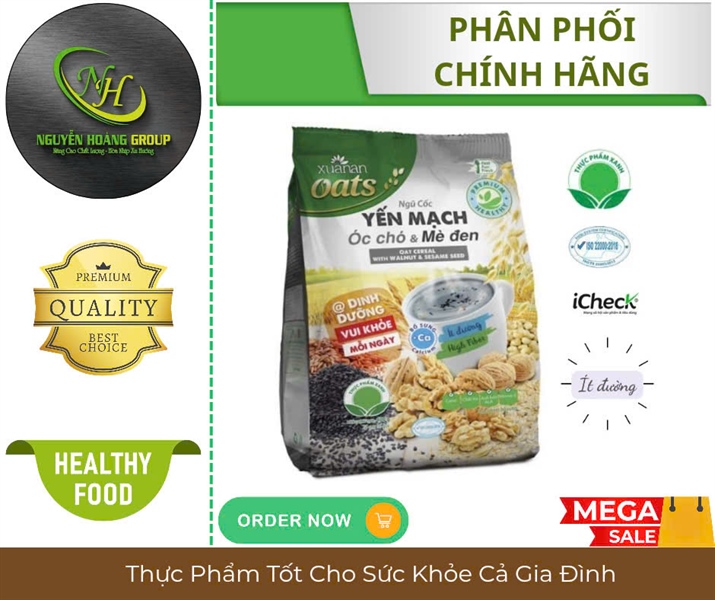 Ngũ cốc Yến mạch Óc Chó & Mè Đen gói 400 g (Xuanan Oats)