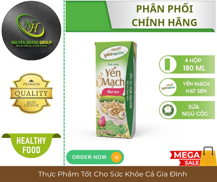 Thức uống yến mạch hạt sen Vietngucoc 180ml