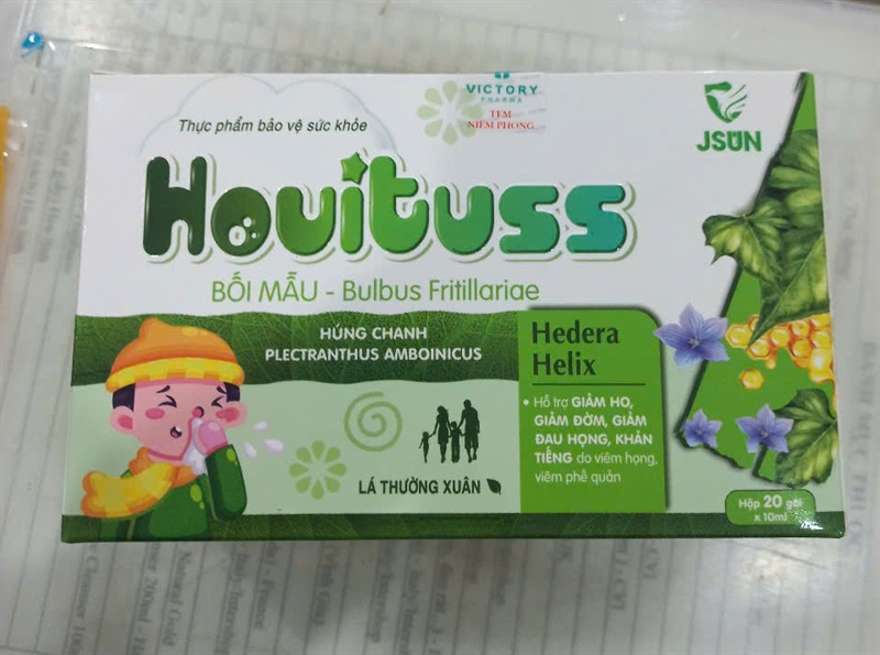Siro Hovituss JSun Hỗ trợ giảm ho, đờm, đau họng do viêm họng, viêm phế quản (Hộp 20 gói x 10ml)