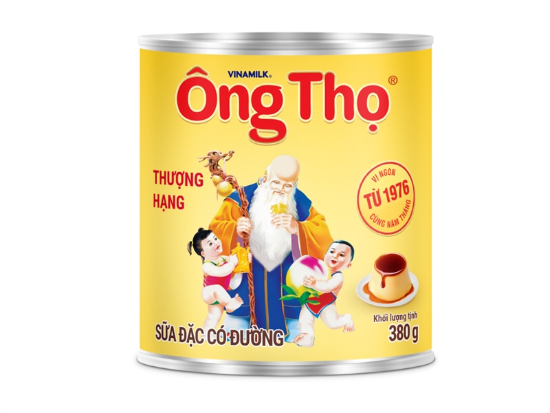 Sữa đặc có đường Ông Thọ trắng nhãn vàng lon 380g