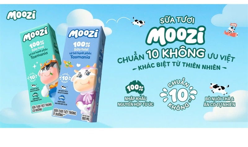 Sữa tươi Moozi ít đường 180ml (1Y+)