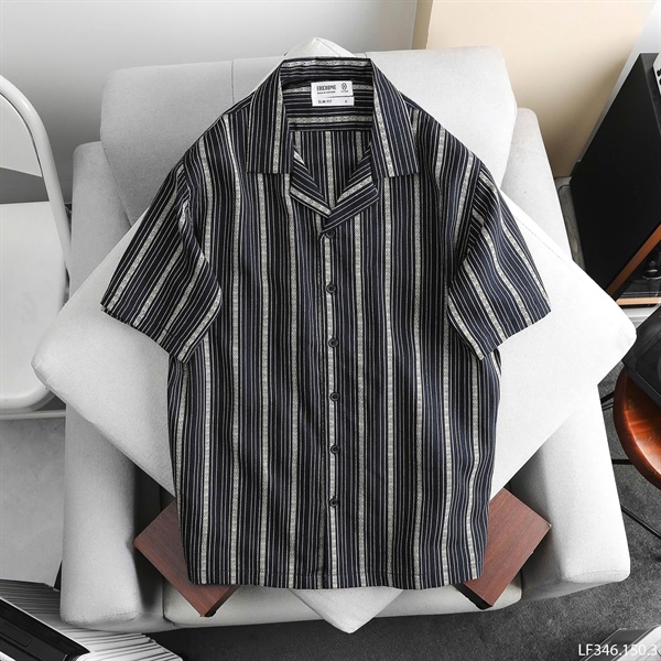 Áo Sơ Mi tay ngắn Cotton 100% dệt sọc SM533