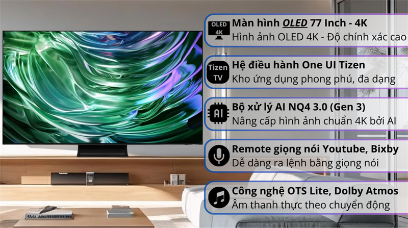 Smart Tivi OLED Samsung AI 4K 77 inch QA77S90F 2025 - Việt Nam