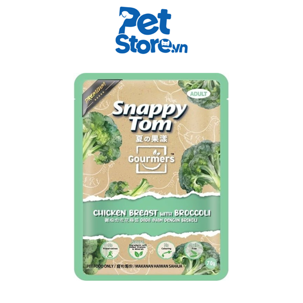 Pate Cho Mèo Snappy Tom - Ức gà & Bông cải xanh 70g