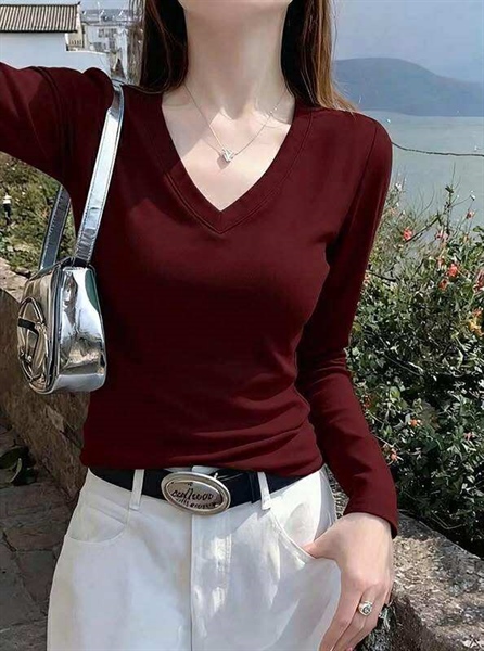 ÁO THUN CỔ TIM DÀI TAY BODY