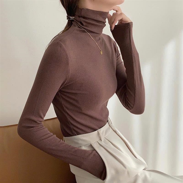 Áo thun cổ lọ body (thun tăm gân)