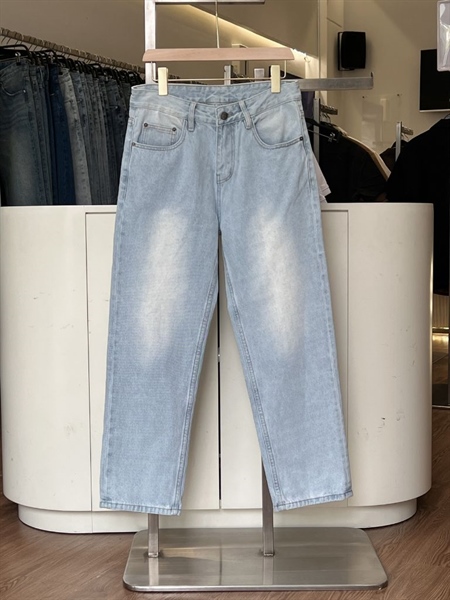 Quần Jean dài Suông cotton không giãn xanh nhạt JD009