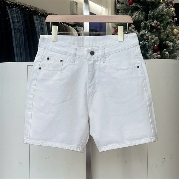 Quần Jean short Cotton ống đứng màu trắng 1151