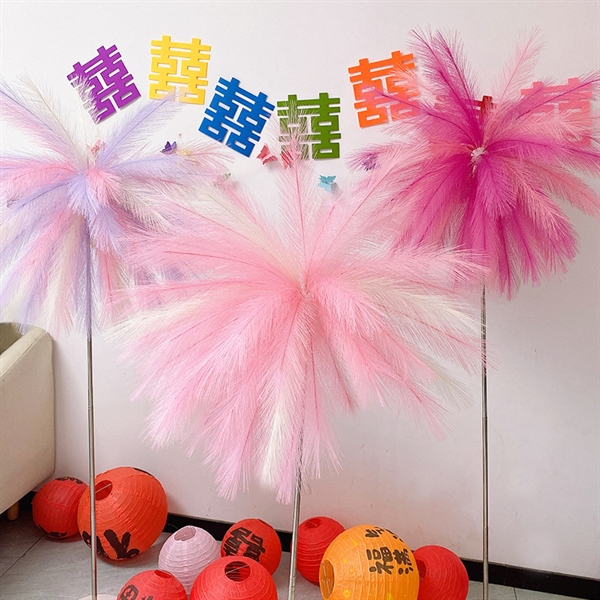 Bộ Trụ cành lau nhựa pháo hoa Hồng Pastel 50pcs