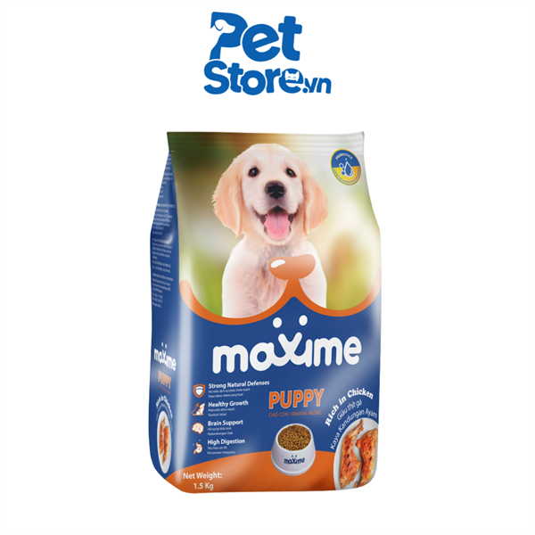 Hạt Cho Chó Maxime Puppy Beef Chicken Liver & Milk - Chó Con Vị Thịt Bò, Gan, Gà & Sữa 1.5kg