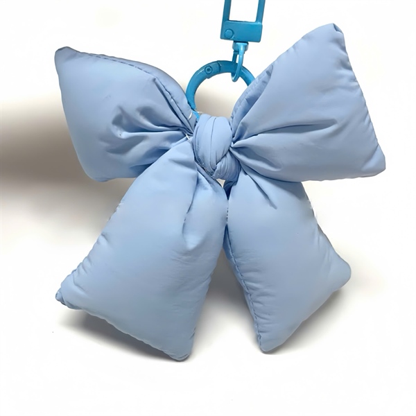 AREUM Móc khóa charm nơ vải chần bông nhiều màu - Nơ Xanh