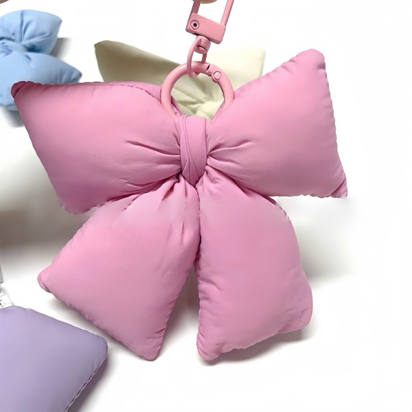 AREUM Móc khóa charm nơ vải chần bông nhiều màu - Nơ Hồng
