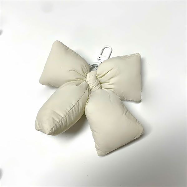 AREUM Móc khóa charm nơ vải chần bông nhiều màu - Nơ Trắng