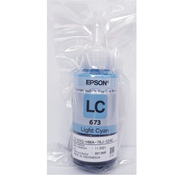 Mực màu Epson 673 Light Cyan (70ml, Dùng cho Epson L800/L1800/L805/L850)