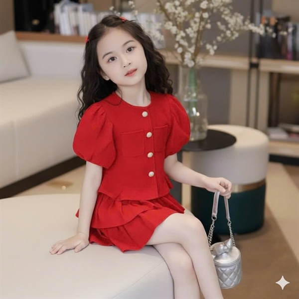 SET TAY PHỒNG VÁY TẦNG - ĐỎ